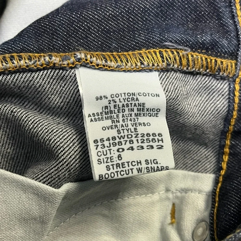 Polo Jeans Co. Womens 6 (30x32) Blue Stretch Bootcut W/ Snaps Western Low Rise - Picture 7 of 16